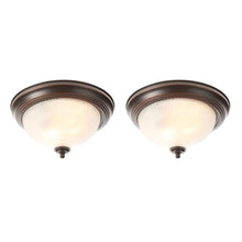 Load image into Gallery viewer, 11 In. 2-Light Oil-Rubbed Bronze Flush Mount with Frosted Swirl Glass Shade