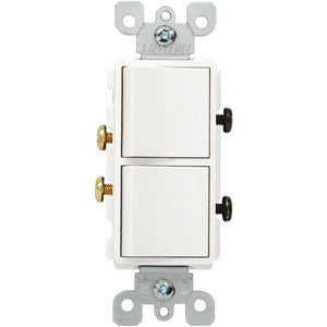 Decora 15 Amp Single Pole Dual Switch, White