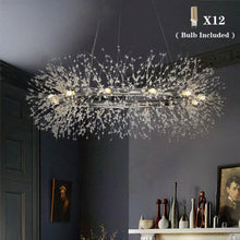 Load image into Gallery viewer, 39 In. 12-Light Modern Firework Chrome Crystal Chandelier Glam round Pendant Light Fixture for Dining Room with LED Bulb